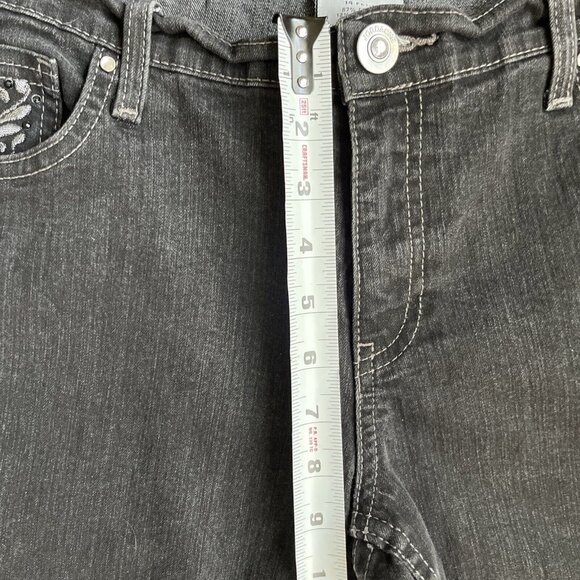 2/$18 SALE! Jordache Jeans 14P Mid Rise Black Denim Straight Embroidered Cowgirl - Picture 5 of 12